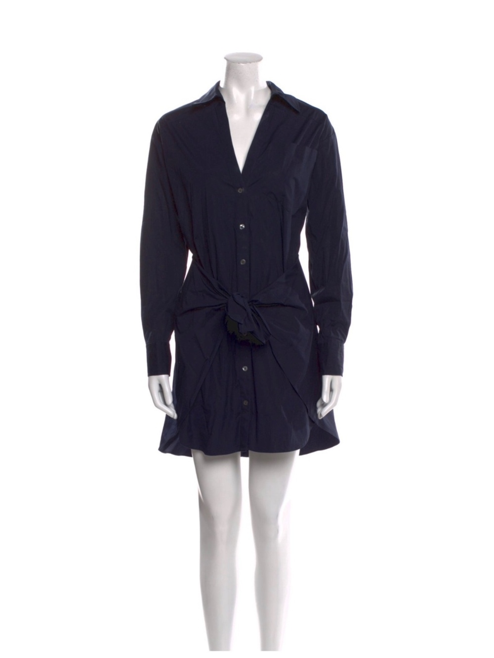 Veronica Beard Roanoke Shirt Dress | Size 6 | Navy Cotton Tie Waist - Picture 2 of 6